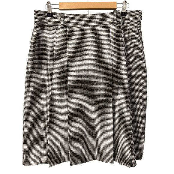 Jones New York Signature Wool Blend Houndstooth Pleated Skirt Size 12 Black & Wh - Picture 4 of 12